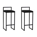 Ver imagem 1 de kit 2 Banquetas Alta Bistro Bar Aço Preto Assento Corino Preto