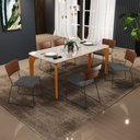 Ver imagem 2 de Mesa Capri 160cm Off White E 6 Cadeiras Allana B05 Couríssimo Marrom Linho Cinza Escuro - Lyam