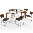 Ver imagem 1 de Mesa Capri 160cm Off White E 6 Cadeiras Allana B05 Couríssimo Marrom Linho Cinza Escuro - Lyam