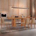Ver imagem 1 de Mesa Noronha 180cm Tampo Laminado Barril com 6 Cadeiras Livi Linho Palha Imbuia Natural