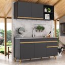 Ver imagem 3 de Armário de Cozinha Compacta 150cm Veneza Multimóveis V2142 Preto/Dourado