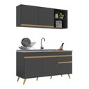Ver imagem 1 de Armário de Cozinha Compacta 150cm Veneza Multimóveis V2142 Preto/Dourado
