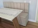 Ver imagem 4 de Conjunto Canto Alemão Baú Encosto Ripado Corino 150x45cm Branco