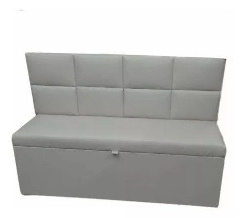 Conjunto Canto Alemão Baú Encosto Ripado Corino 150x45cm Branco