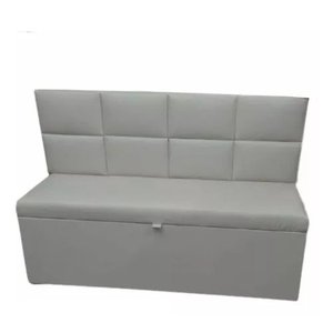 Conjunto Canto Alemão Baú Encosto Ripado Corino 150x45cm Branco