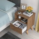 Ver imagem 3 de Kit 2 Mesa De Cabeceira Estilo Retrô Pés Em Madeira Maciça Grécia:Canela