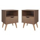 Ver imagem 1 de Kit 2 Mesa De Cabeceira Estilo Retrô Pés Em Madeira Maciça Grécia:Canela