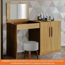 Ver imagem 2 de Penteadeira Multiuso Camarim E Escrivaninha 100% Mdf 2 Portas Dimitri Tigus Amadeirado