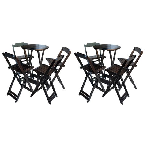 Kit 2 Jogos de Mesa Bistrô de Madeira com 4 Cadeiras Dobrável Ideal para Bar e Restaurante Tabaco