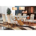 Ver imagem 4 de Mesa para Cozinha Imperatriz + Tampo Madeirado Vidro Reto 180x90cm Imbuia/Off White - Rufato