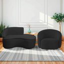 Ver imagem 1 de Kit Divã Recamier Orgânico Marrocos 150cm Lado Direito e 1 Poltronas Amore Bouclé Preto