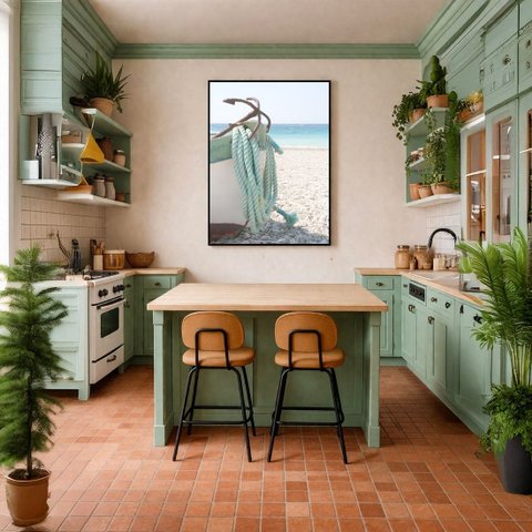 Quadro Canvas Âncora Corda Barco Praia 90x60cm Mold Preta
