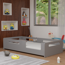 Ver imagem 1 de Cama Infantil Montessoriana Solteiro com Proteção Lateral Cinza em Mdf