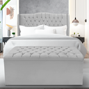 Ver imagem 1 de Kit Cabeceira e Calçadeira Baú Dubai Queen 160 Cm - Veludo Cinza