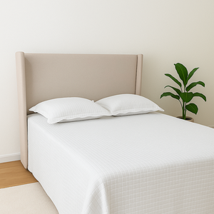 Cabeceira Clean com Encaixe Perfeito em Sua Cama Queen 160x120cm na Cor Cru no Tecido em Linho