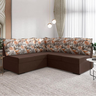 Sofá de Canto 5 Lugares Renaut Suede Marrom / Palmeira - 2