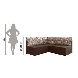 Sofá de Canto 5 Lugares Renaut Suede Marrom / Palmeira - 5