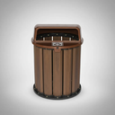 Ver imagem 1 de Lixeira Madeira Plástica Ecológica 67l para Jardim e Parques - Marrom