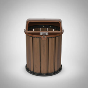 Lixeira Madeira Plástica Ecológica 67l para Jardim e Parques - Marrom