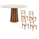 Ver imagem 4 de Mesa Redonda 4 Lugares Tampo de Vidro Off White com Freijó e Cesare Claro Dalla Costa Móveis