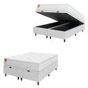 Ver imagem 1 de Cama Box Baú Colchão Casal King Molas Ensacadas Real 193x203x68cm Linho Branco Inducol Branco