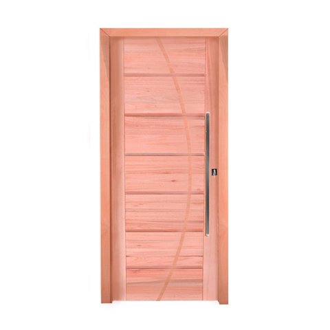 Kit Porta de Madeira Pivotante Lado de Abertura Esquerdo 214x117cm Batente 12cm PE33 com Friso Belis Esel