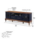 Ver imagem 5 de Rack para Tv Pés Luis Xv 2 Gavetas 2 Portas e Nicho 60503 Linz Móveis- Azul Petróleo/imbuia Glazer