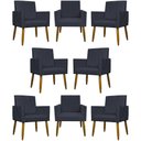Ver imagem 1 de Kit 8 Poltronas Decorativas Mari Pé Palito Castanho - Preto Suede