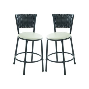 Kit 2 Banquetas Baixa Cozinha Encosto Juncado