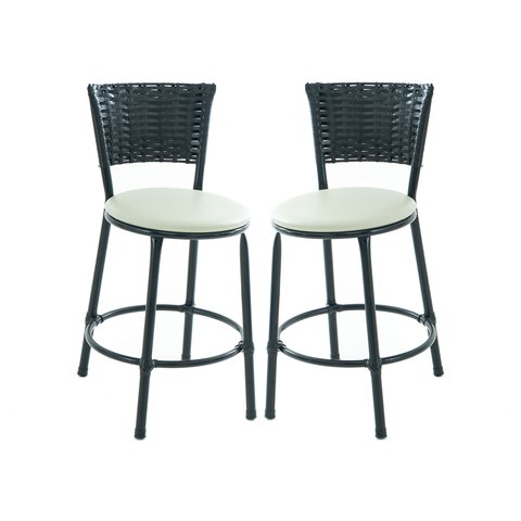 Kit 2 Banquetas Baixa Cozinha Encosto Juncado