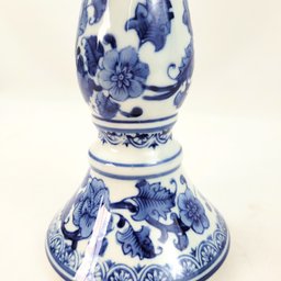 Castiçal Azul e Branco Candelabro Porcelana Decoração - 3