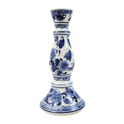 Castiçal Azul e Branco Candelabro Porcelana Decoração - 1