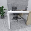 Ver imagem 6 de Escrivaninha Mesa Escritório em L em Tamburato com Gavetas Branco/Carvalho Artany