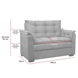 Sofá Confortável 1,40 Pequeno Compacto Small Cor:cinza - 5