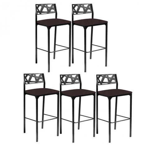 Kit 5 banquetas Eliza Gourmet Marrom-Gat Magazine