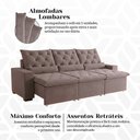 Ver imagem 2 de Sofá Retrátil 2.30m Soft Conforto Elevado Suede Delicado e Reclinável Mega Acolhedor Milão Bege