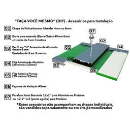 Kit Placa de Policarbonato Alveolar 1,05x6x 4mm e Acessórios para Instalação - 2