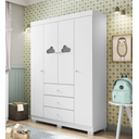 Ver imagem 5 de Quarto Infantil Bebê Nuvem Cômoda e Guarda Roupa Branco 4 Portas _ Phoenix Baby