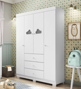 Ver imagem 5 de Quarto Infantil Bebê Nuvem Cômoda e Guarda Roupa Branco 4 Portas _ Phoenix Baby