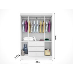 Quarto Infantil Bebê Nuvem Cômoda e Guarda Roupa Branco _ Phoenix Baby - 3