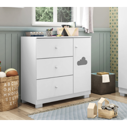 Quarto Infantil Bebê Nuvem Cômoda e Guarda Roupa Branco _ Phoenix Baby - 6