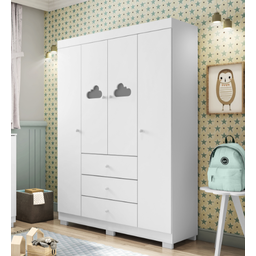 Quarto Infantil Bebê Nuvem Cômoda e Guarda Roupa Branco _ Phoenix Baby - 5