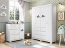 Ver imagem 1 de Quarto Infantil Bebê Nuvem Cômoda e Guarda Roupa Branco 4 Portas _ Phoenix Baby