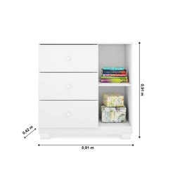 Quarto Infantil Bebê Nuvem Cômoda e Guarda Roupa Branco _ Phoenix Baby - 4