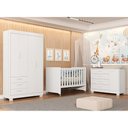 Ver imagem 3 de Dormitório Infantil Zaki Guarda Roupa Cômoda e Berço 4 Portas 3 Gavetas MDF Branco Fosco Reller