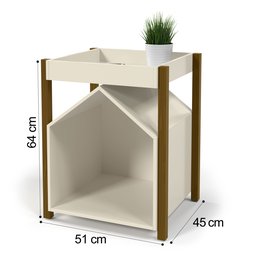 Mesa De Cabeceira Casinha de Cachorro Pet - Off White Com Malbec - Humagui Moveis - 5