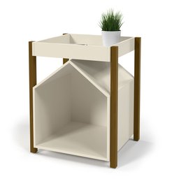 Mesa De Cabeceira Casinha de Cachorro Pet - Off White Com Malbec - Humagui Moveis - 4