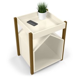 Mesa De Cabeceira Casinha de Cachorro Pet - Off White Com Malbec - Humagui Moveis - 2