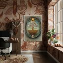 Ver imagem 1 de Quadro Decorativo Místico Árvore da Vida - 70x50cm:moldura Branca