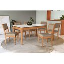Ver imagem 1 de Mesa Cozinha Mira Premium Madeira Maciça C/ Tampo Madeirado C/ Vidro 160x90cm e 6 Cadeiras Alice